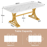 Tribesigns 63-Inch Rectangular Dining Table for 4 to 6, Modern Kitchen Table with Faux Marble Table Top, White Dinner Tables