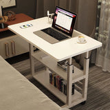 Double-Layer Office Desk Movable Bedside Computer Lazy Table with storage shelf Laptop Height Adjustable Bedroom Desk lift table