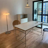 Office Table Simple Stainless Steel Square Standing Desk Modern Conference Lifting Computer White Desk Table Office Furniture