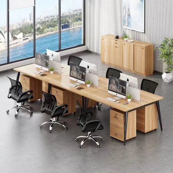Office Furniture Computer Table Design Executive Modern Desk With Cabinet And Drawers Large Storage Space Workstation For Staff