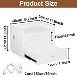 Wall-Mounted Floating Nightstand One Layer Drawer Bedside Table With  1AC Outlet/2USB LED Light Black