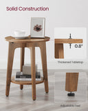 VASAGLE Side Table, Small Round End Table with Lower Shelf, Nightstand for Small Spaces, Living Room, Bedroom