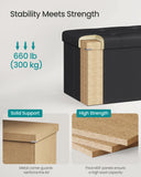 SONGMICS 43 Inches Folding Storage Ottoman Bench, Storage Chest, Footrest, Coffee Table, Padded Seat, Faux Leather