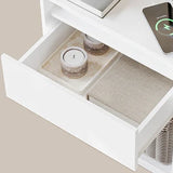 Hzuaneri Bedside Table with LED Light, Bedside Cabinet with Charging Station, 1 Storage Drawer Nightstand for Bedroom