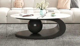 Italian Light Luxury Coffee Table for Office High-end Rock Board Smooth Tables Cream Style Unique Oval Side Table for Apartment