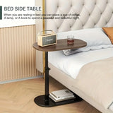 Adjustable height table - with wooden tabletop, portable sofa side table, suitable for coffee, office, and indoor/outdoor use