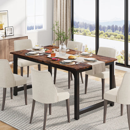 Tribesigns Dining Table, Industrial Kitchen Table for 6-8 Person, Rectangular Dinner Table for Dining Room