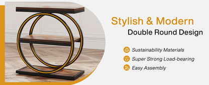 End Table with 3 Storage Shelves, Industrial Small Sofa Side Table, Slim Nightstand and Bedside Table