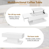 High Gloss Lift Tea Table LED Coffee Table 100x50x45cm With LED Lighting Storage Space Half-lift Table Top And Side-sliding