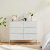 JHK 6 Fabric Drawers Nightstand For Bedroom Bedside Sofa Table With Storage Closet Chest Clothes Display Cabinet Furniture