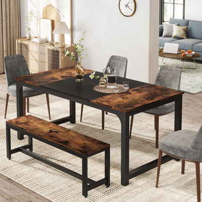 Tribesigns Dining Table, Industrial Kitchen Table for 6-8 Person, Rectangular Dinner Table for Dining Room