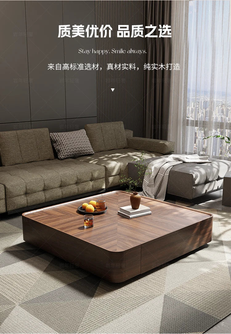 Modern Wood Coffee Table Storage Drawers Space Saving Simple Coffee Table Minimalist Center Mesa Auxiliar Living Room Furniture