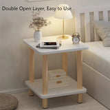 Sofa Side Table Living Room Side Cabinet Tea Coffee Table Bedside Desk Movable 2-layer Corner Gap Storage Cabinet Square Desk