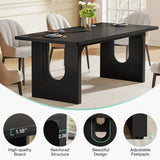 Tribesigns Modern Dining Table for 6 to 8 People, 71" Large Kitchen Dining Table with Wood Pedestal Base,