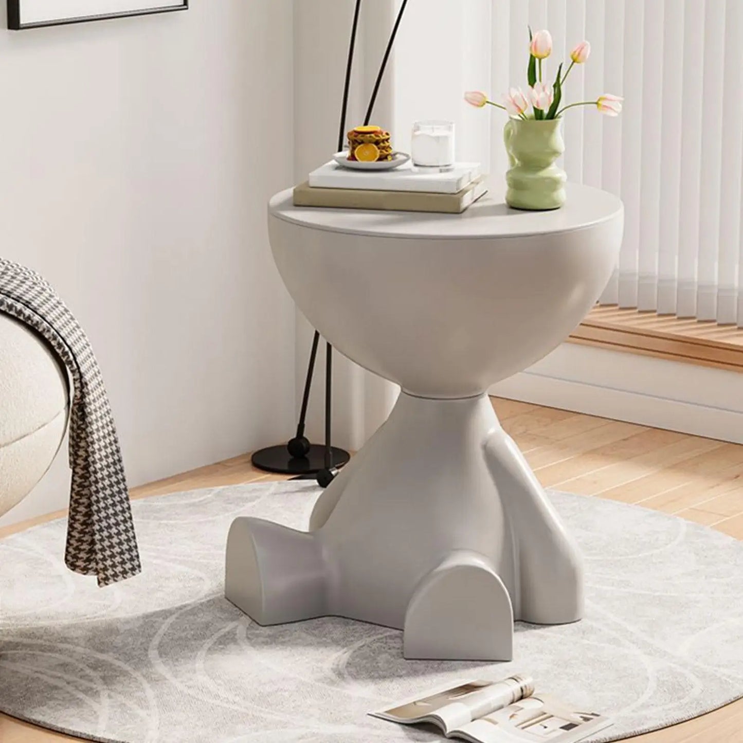 Creative Flat Coffee Table Cream Style Home Living Room Sofa Side Table Bedside Small Table Movable Small Round Table Corner