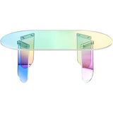 Acrylic Coffee Table, Iridescent Acrylic End Table, Colorful Acrylic Side Table 37.4 in (L) x 19.7 in (W) x 14.2IN (H)