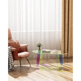 Acrylic Coffee Table, Iridescent Acrylic End Table, Colorful Acrylic Side Table 37.4 in (L) x 19.7 in (W) x 14.2IN (H)