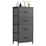 JHK Dresser For Bedroom With 4 Fabric Drawers Nightstand Wardrobe Steel Frame Closet For Clothes Storage Cabinet Of Furniture