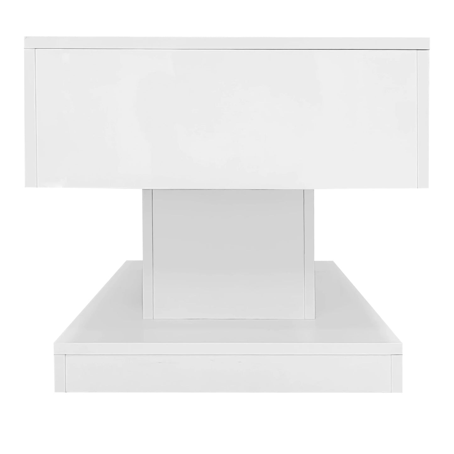 High Gloss Lift Tea Table LED Coffee Table 100x50x45cm With LED Lighting Storage Space Half-lift Table Top And Side-sliding