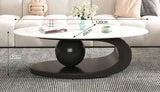 Italian Light Luxury Coffee Table for Office High-end Rock Board Smooth Tables Cream Style Unique Oval Side Table for Apartment