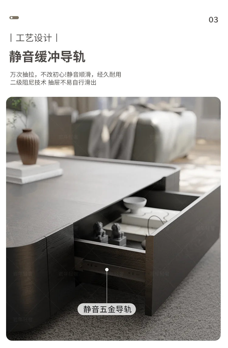 Modern Wood Coffee Table Storage Drawers Space Saving Simple Coffee Table Minimalist Center Mesa Auxiliar Living Room Furniture