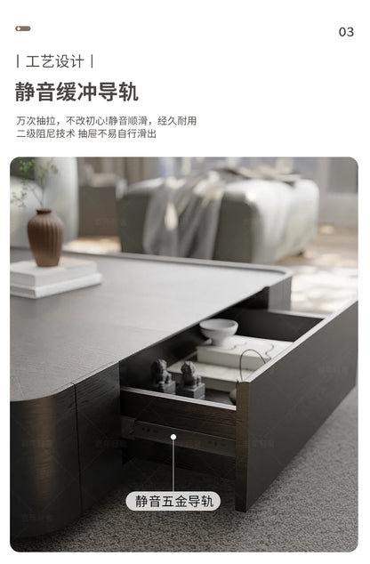 Modern Wood Coffee Table Storage Drawers Space Saving Simple Coffee Table Minimalist Center Mesa Auxiliar Living Room Furniture