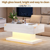 High Gloss Lift Tea Table LED Coffee Table 100x50x45cm With LED Lighting Storage Space Half-lift Table Top And Side-sliding