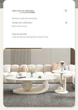 Italian Light Luxury Coffee Table for Office High-end Rock Board Smooth Tables Cream Style Unique Oval Side Table for Apartment
