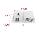 Transparent square glass coffee table, stainless steel low table