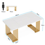 Tribesigns 63-Inch Rectangular Dining Table for 4 to 6, Modern Kitchen Table with Faux Marble Table Top, White Dinner Tables