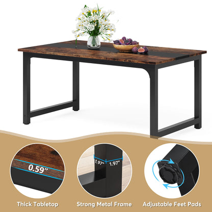 Tribesigns Dining Table, Industrial Kitchen Table for 6-8 Person, Rectangular Dinner Table for Dining Room