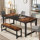Tribesigns Dining Table, Industrial Kitchen Table for 6-8 Person, Rectangular Dinner Table for Dining Room