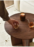 Nordic Solid Wood Sofa Side Coffee Table Corner Living Room Round Small Apartment Household Black Walnut Wooden Round Tables