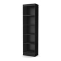 5-Shelf Narrow Bookcase Black Finish