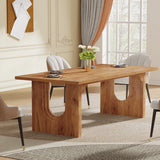 Tribesigns Modern Dining Table for 6 to 8 People, 71" Large Kitchen Dining Table with Wood Pedestal Base,