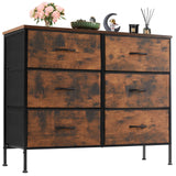 JHK 6 Fabric Drawers Nightstand For Bedroom Bedside Sofa Table With Storage Closet Chest Clothes Display Cabinet Furniture