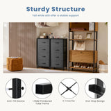 JHK Dresser For Bedroom With 4 Fabric Drawers Nightstand Wardrobe Steel Frame Closet For Clothes Storage Cabinet Of Furniture