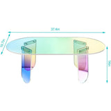 Acrylic Coffee Table, Iridescent Acrylic End Table, Colorful Acrylic Side Table 37.4 in (L) x 19.7 in (W) x 14.2IN (H)