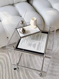 Nordic acrylic small coffee table mobile cart Internet celebrity light luxury high sense medieval bedside table sofa side