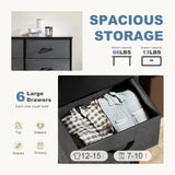 JHK 6 Fabric Drawers Nightstand For Bedroom Bedside Sofa Table With Storage Closet Chest Clothes Display Cabinet Furniture