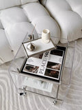 Nordic acrylic small coffee table mobile cart Internet celebrity light luxury high sense medieval bedside table sofa side