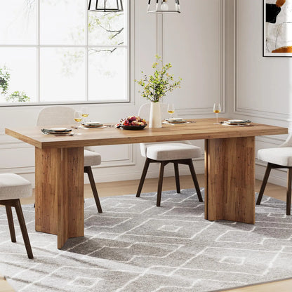 Tribesigns 63-inch Dining Table for 4-6, Farmhouse Kitchen Table with Large Tabletop, Rectangular Dinner Eating Table for Dining