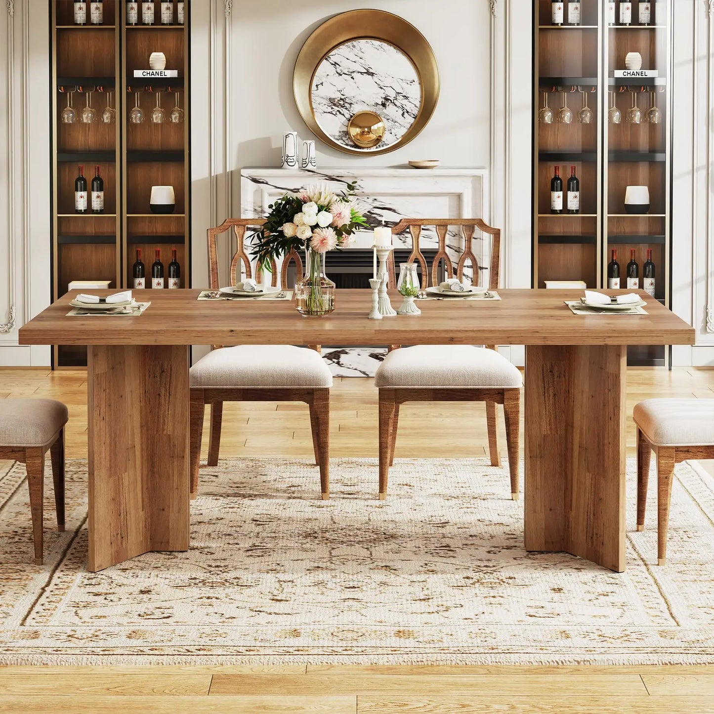 Tribesigns 63-inch Dining Table for 4-6, Farmhouse Kitchen Table with Large Tabletop, Rectangular Dinner Eating Table for Dining