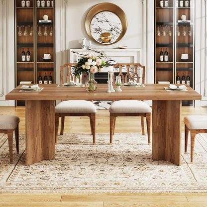Tribesigns 63-inch Dining Table for 4-6, Farmhouse Kitchen Table with Large Tabletop, Rectangular Dinner Eating Table for Dining