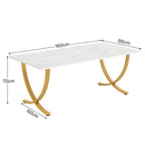 Tribesigns 63-Inch Rectangular Dining Table for 4 to 6, Modern Kitchen Table with Faux Marble Table Top, White Dinner Tables