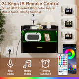 Wall-Mounted Floating Nightstand One Layer Drawer Bedside Table With  1AC Outlet/2USB LED Light Black