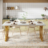 Tribesigns 63-Inch Rectangular Dining Table for 4 to 6, Modern Kitchen Table with Faux Marble Table Top, White Dinner Tables