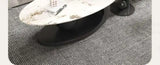 Italian Light Luxury Coffee Table for Office High-end Rock Board Smooth Tables Cream Style Unique Oval Side Table for Apartment