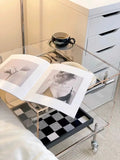 Nordic acrylic small coffee table mobile cart Internet celebrity light luxury high sense medieval bedside table sofa side