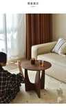 Nordic Solid Wood Sofa Side Coffee Table Corner Living Room Round Small Apartment Household Black Walnut Wooden Round Tables